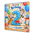 Grandson 2nd Birthday Card Cute Kittens Balloons Presents