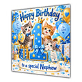 Nephew 1st Birthday Card Cute Kittens Balloons Presents