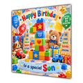 Son 1st Birthday Card Colourful Building Blocks Toys