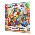 Son 2nd Birthday Card Colourful Building Blocks Toys