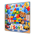 Son 4th Birthday Card Colourful Building Blocks Toys