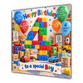 Boy 4th Birthday Card Colourful Building Blocks Toys