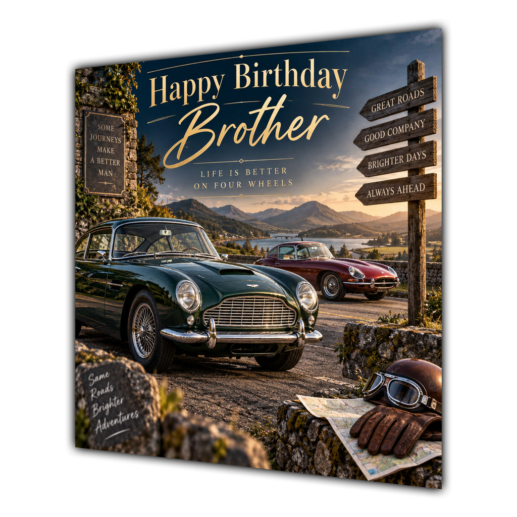 Brother Birthday Card Classic Cars Countryside