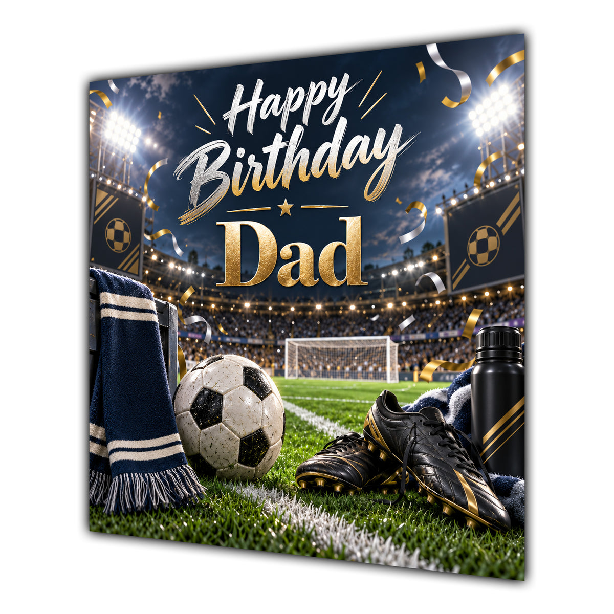 Dad Birthday Card Football Stadium Boots Ball