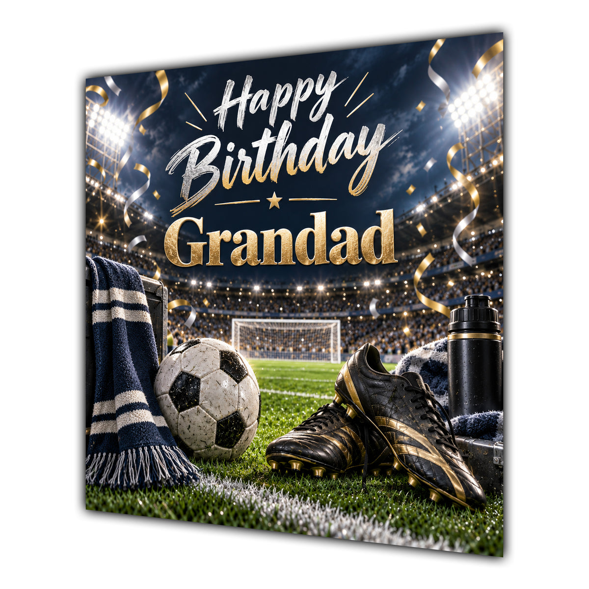 Grandad Birthday Card Football Stadium Boots Ball