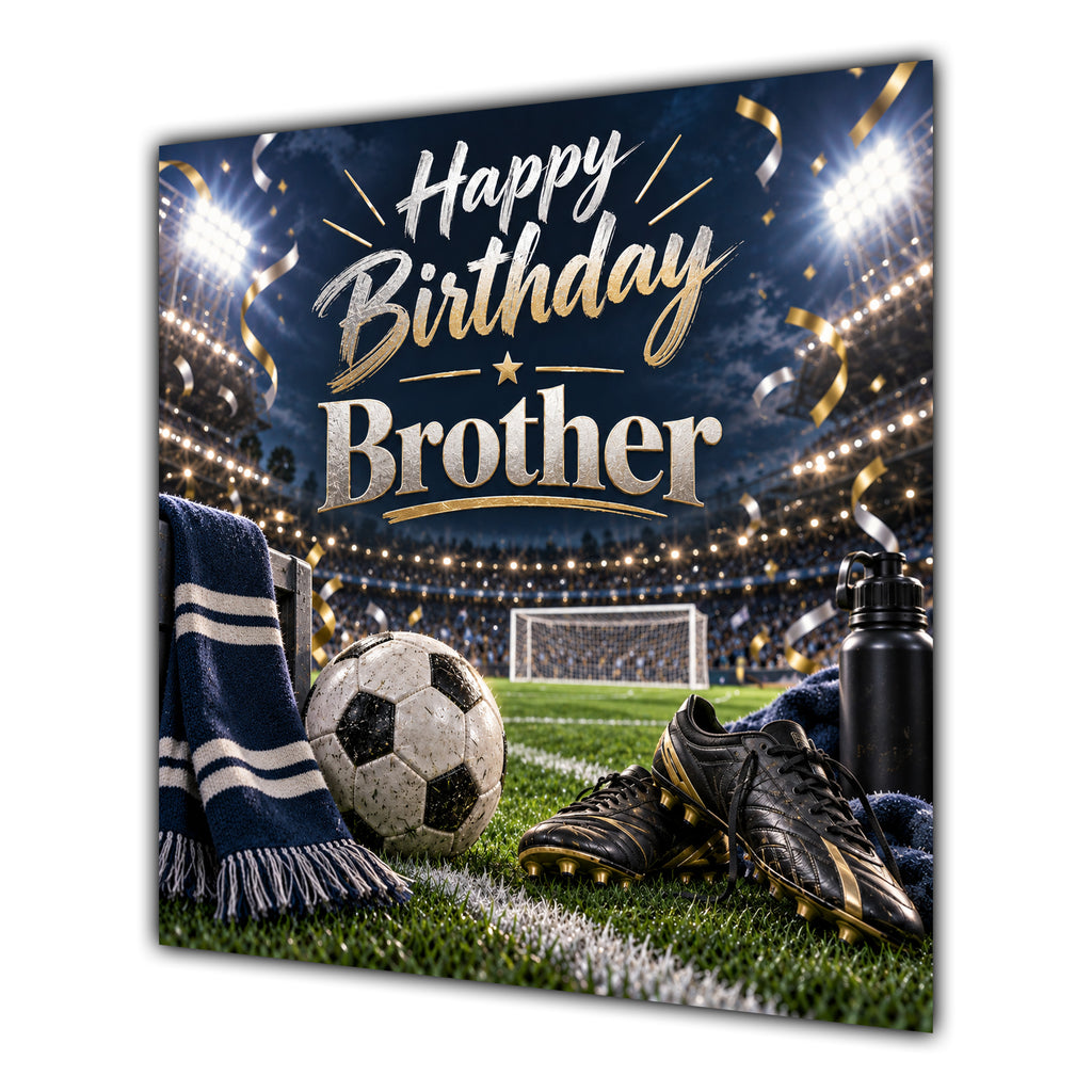 Brother Birthday Card Football Stadium Boots Ball