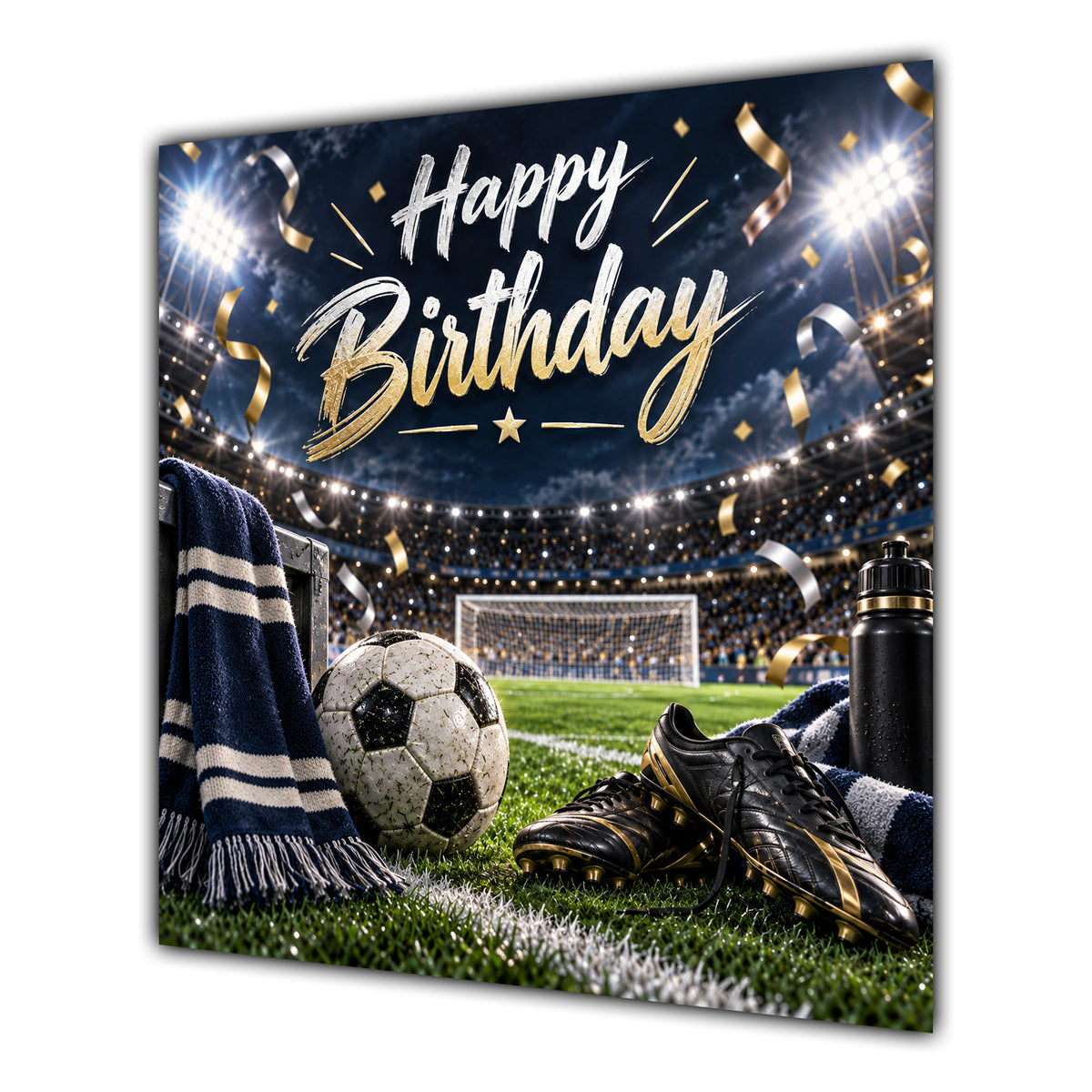 Birthday Card Football Stadium Boots Ball