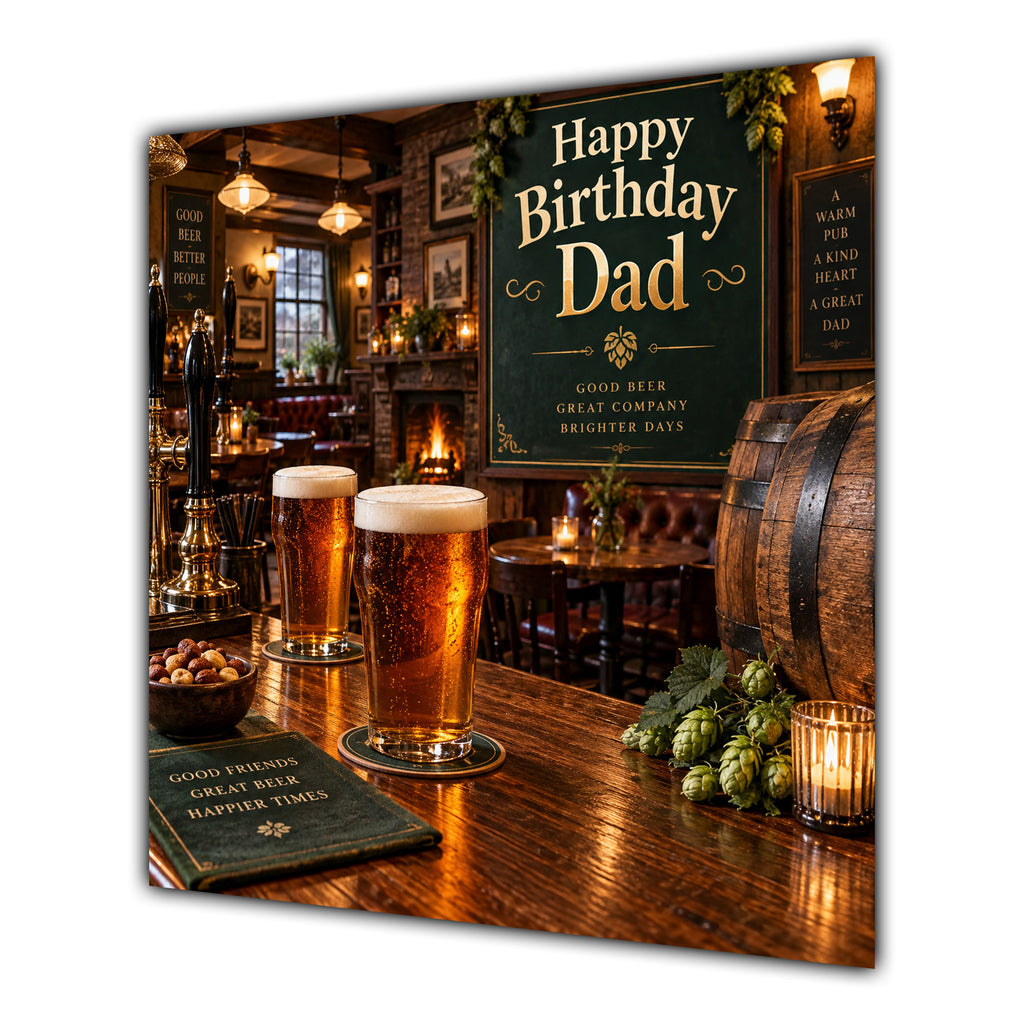 Dad Birthday Card Beer Pints Traditional Pub