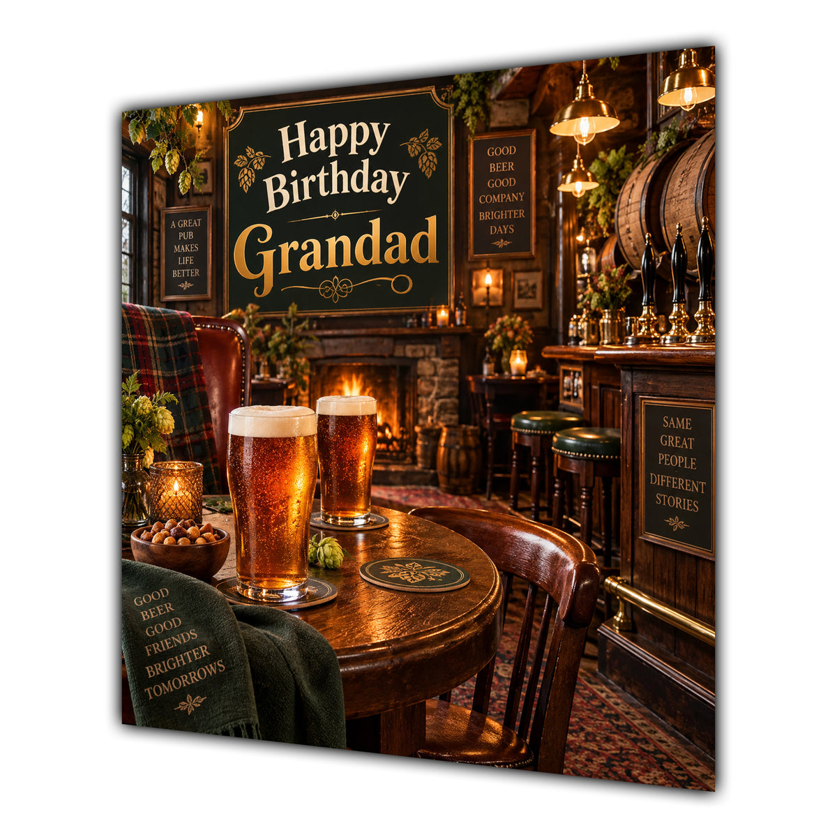 Grandad Birthday Card Beer Pints Traditional Pub
