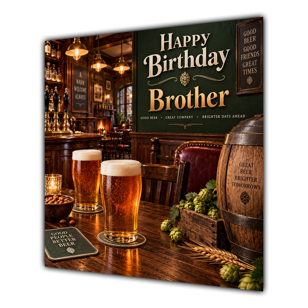 Brother Birthday Card Beer Pints Traditional Pub