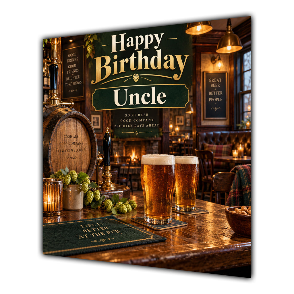 Uncle Birthday Card Beer Pints Traditional Pub