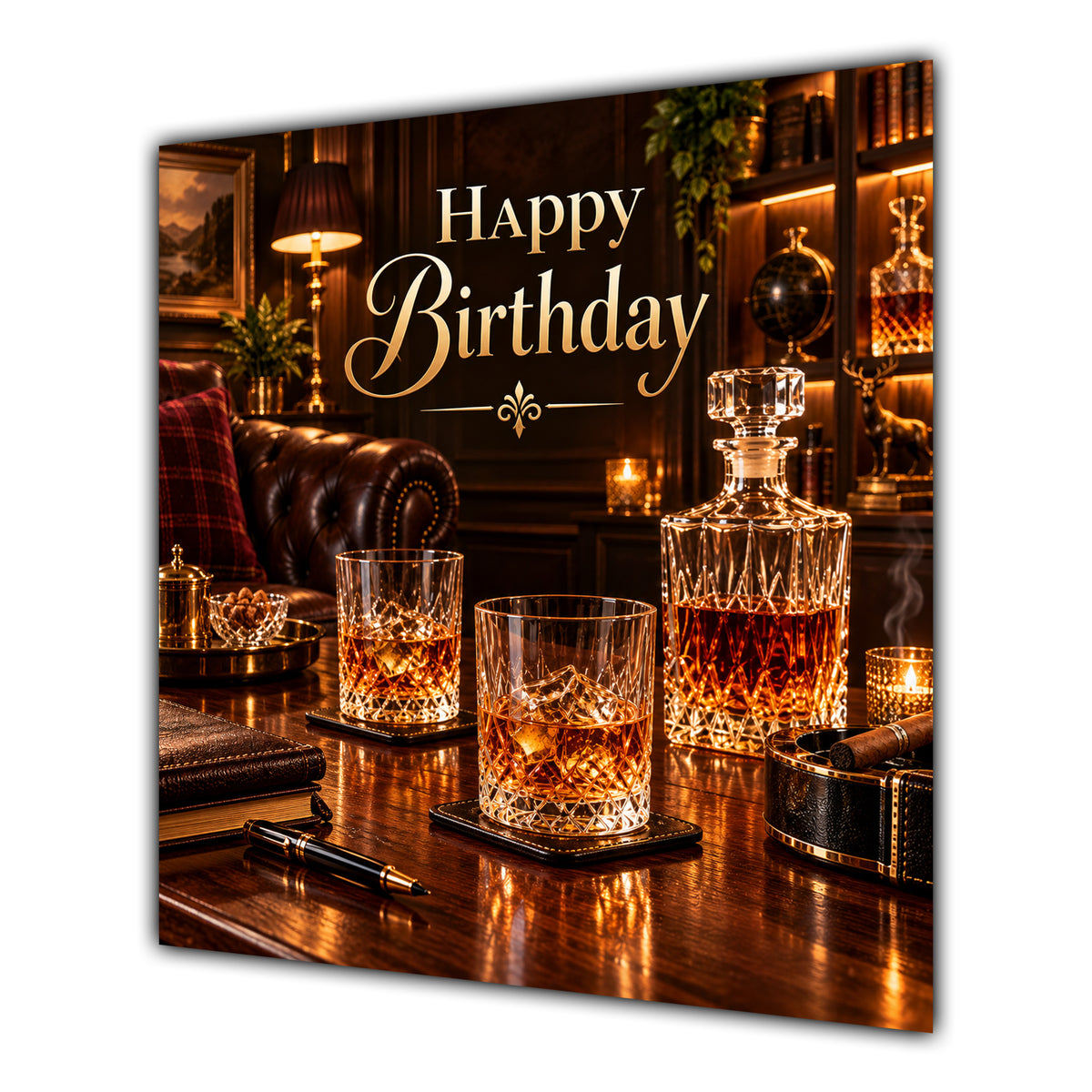 Birthday Card Whisky Glasses Decanter Bar