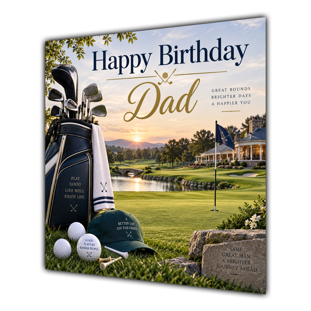 Dad Birthday Card Golf Clubs Course