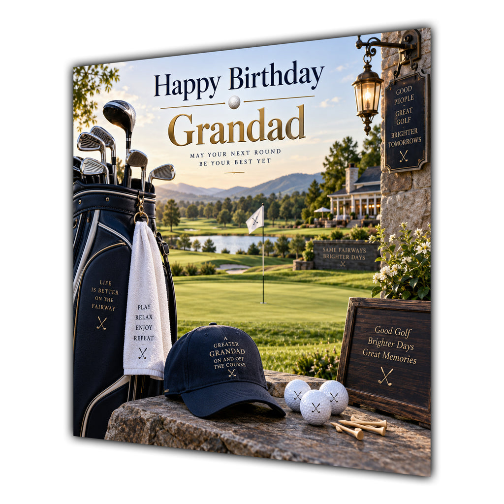 Grandad Birthday Card Golf Clubs Course