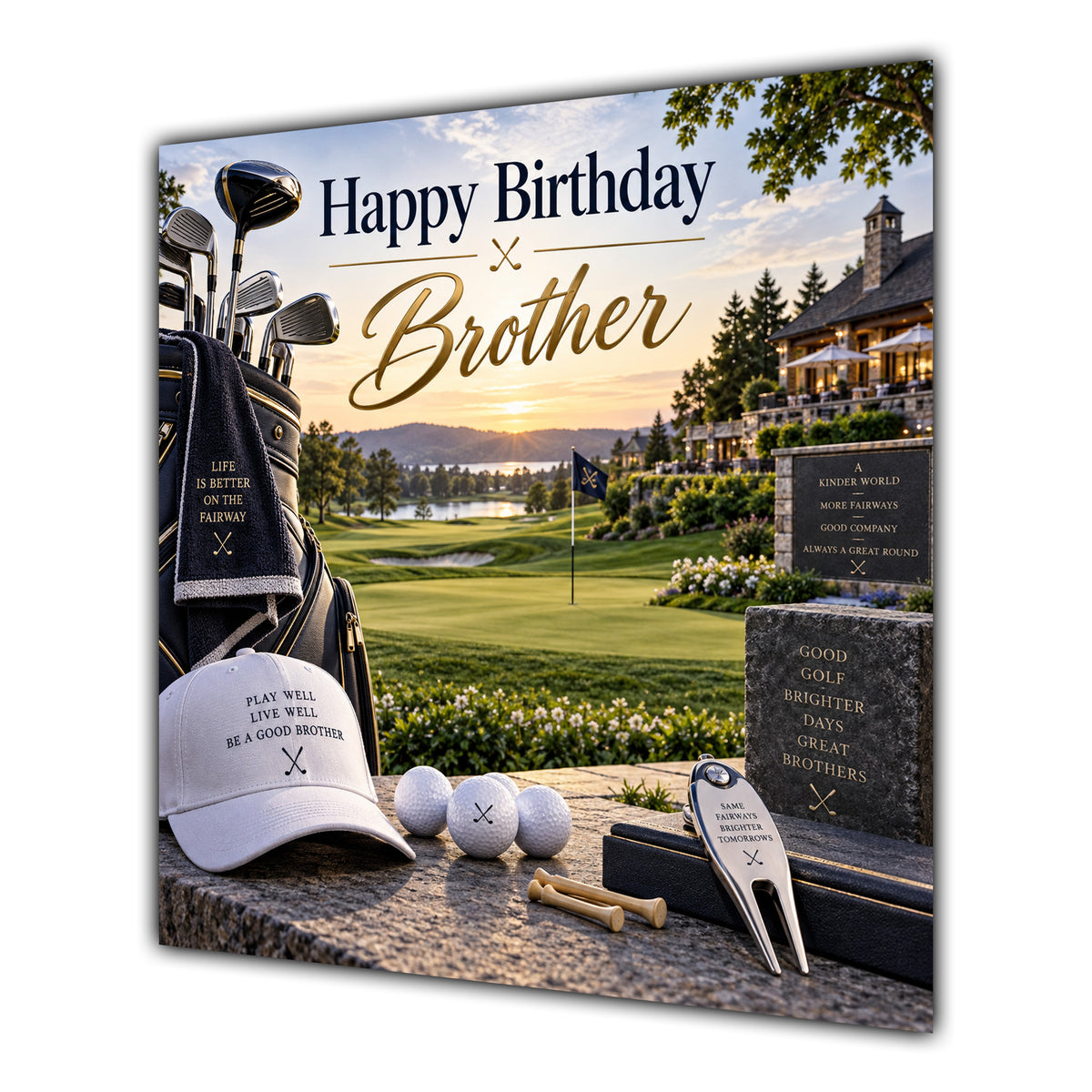 Brother Birthday Card Golf Clubs Course