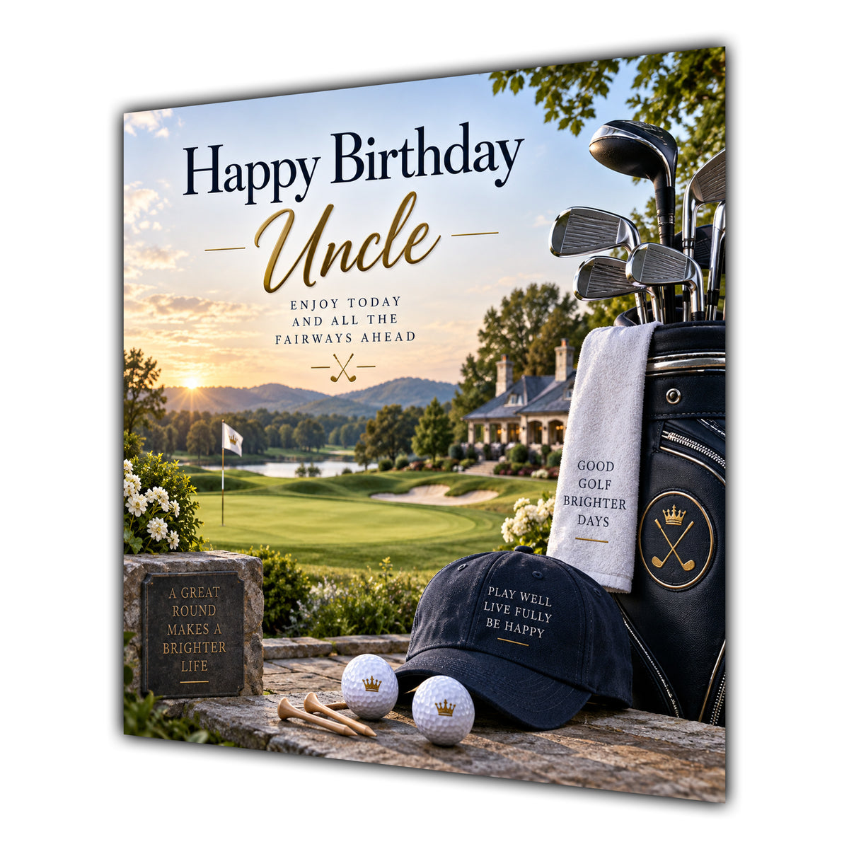 Uncle Birthday Card Golf Clubs Course