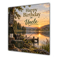 Uncle Birthday Card Fishing Lake Sunset