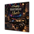 Uncle Birthday Card Vinyl Record Player Headphones