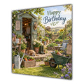 Birthday Card Gardening Shed Flowers