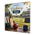 Dad Birthday Card Cricket Bat Ball Pavilion