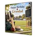 Grandad Birthday Card Cricket Bat Ball Pavilion