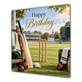 Birthday Card Cricket Bat Ball Pavilion