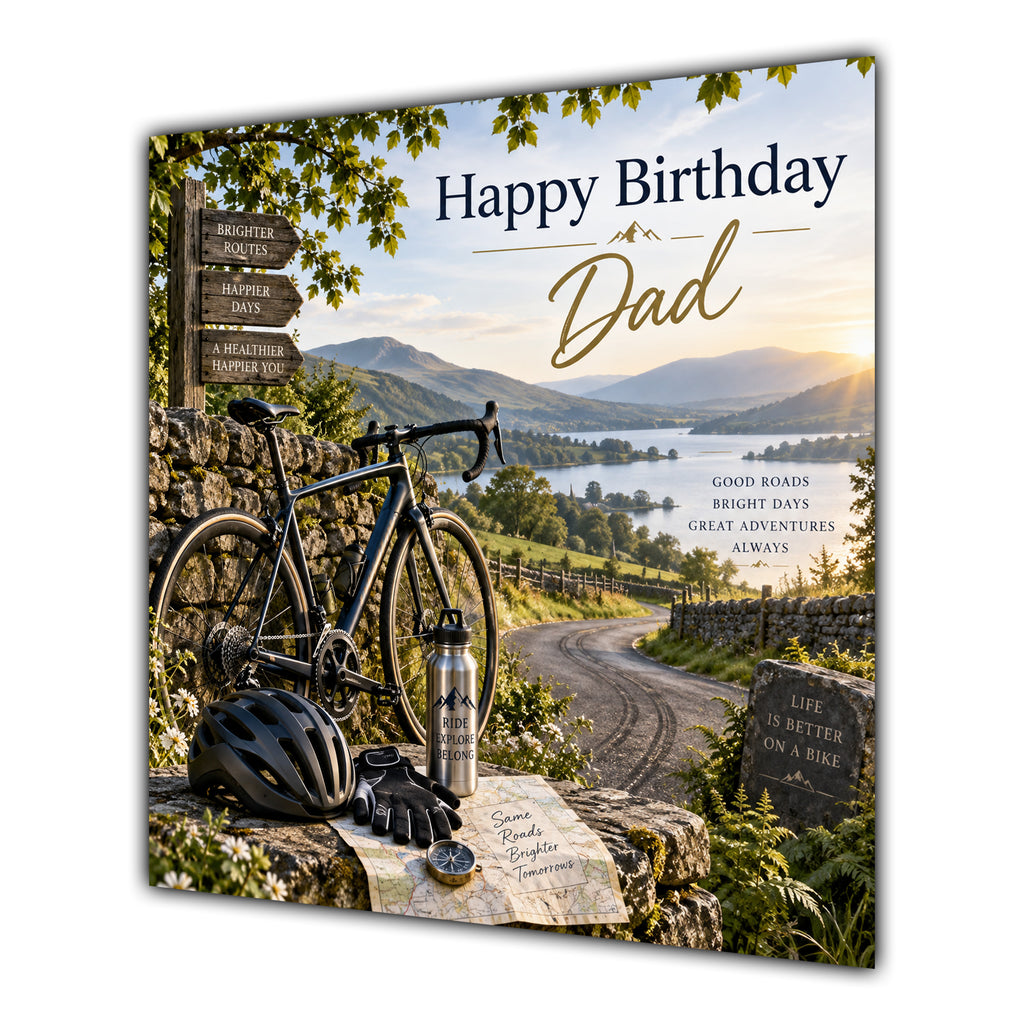 Dad Birthday Card Cycling Bicycle Countryside