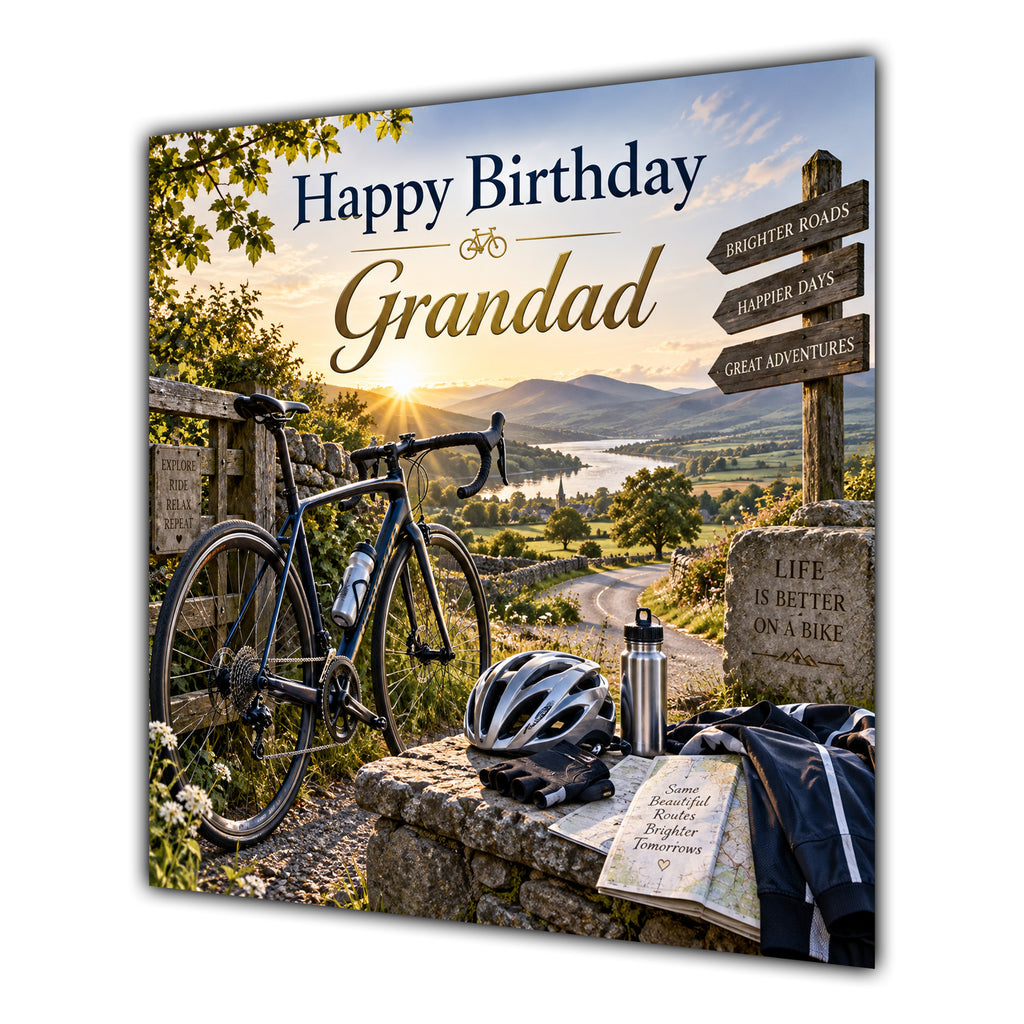 Grandad Birthday Card Cycling Bicycle Countryside