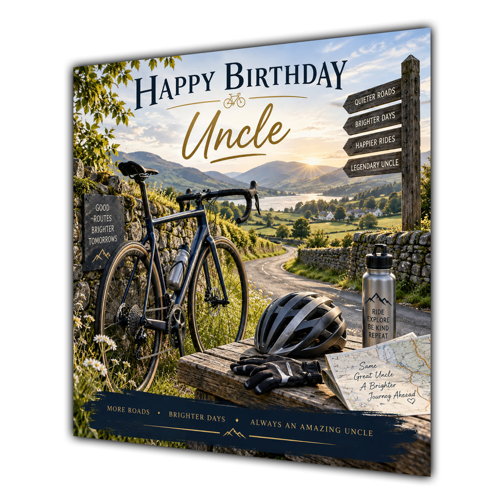 Uncle Birthday Card Cycling Bicycle Countryside