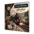 Brother Birthday Card Steam Train Railway Station