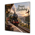 Birthday Card Steam Train Railway Station