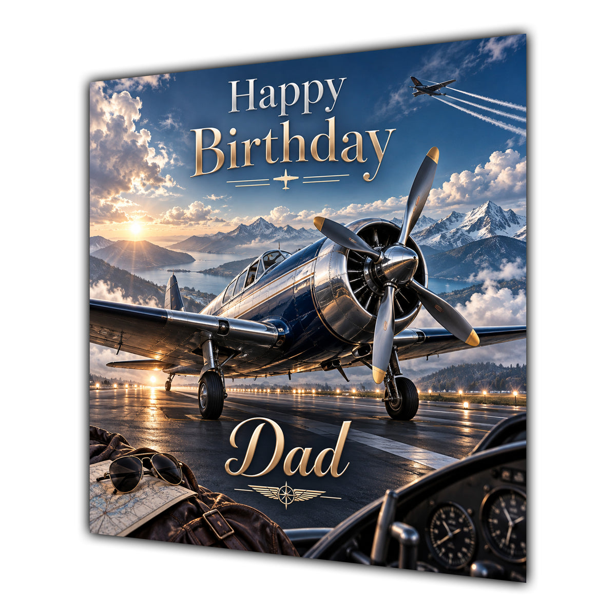 Dad Birthday Card Vintage Aeroplane Aviation