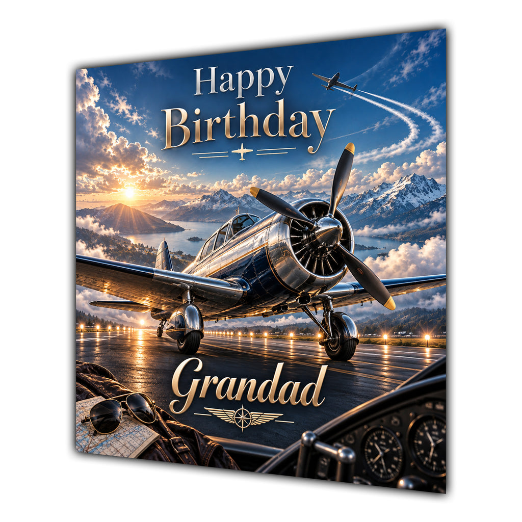 Grandad Birthday Card Vintage Aeroplane Aviation