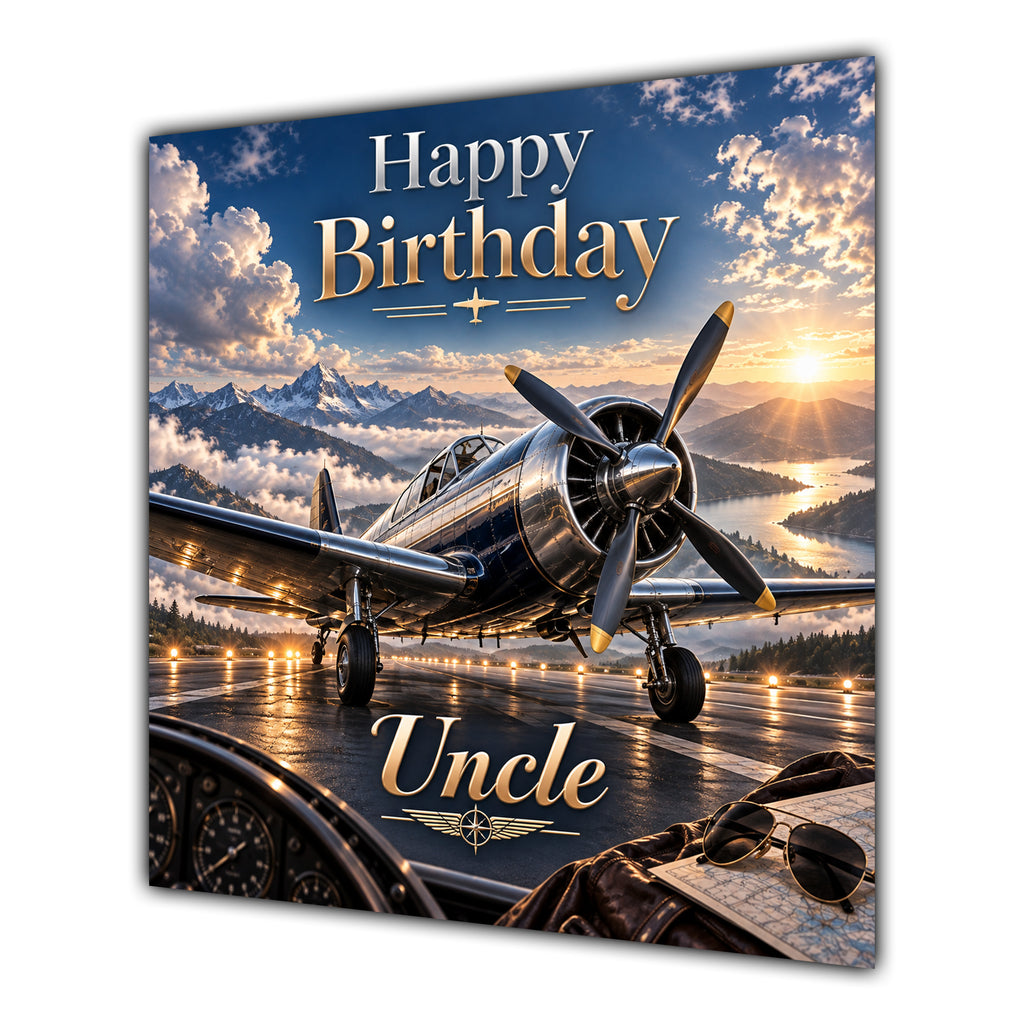 Uncle Birthday Card Vintage Aeroplane Aviation