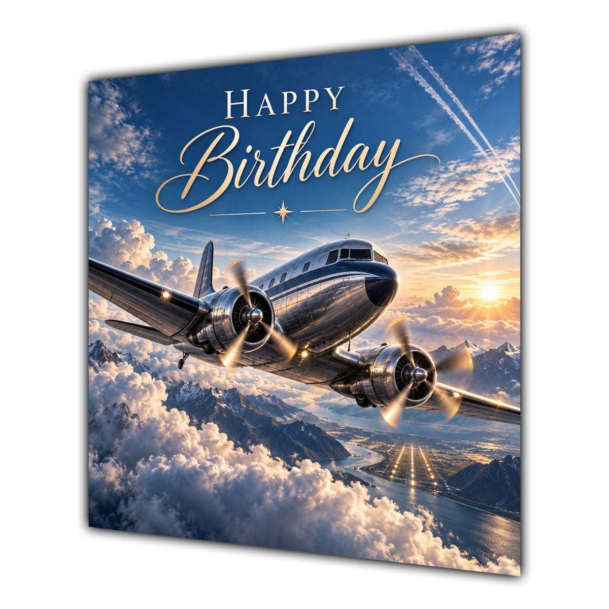 Birthday Card Vintage Aeroplane Aviation