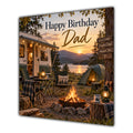 Dad Birthday Card Caravan Camping Lake Sunset