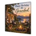 Grandad Birthday Card Caravan Camping Lake Sunset