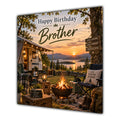 Brother Birthday Card Caravan Camping Lake Sunset