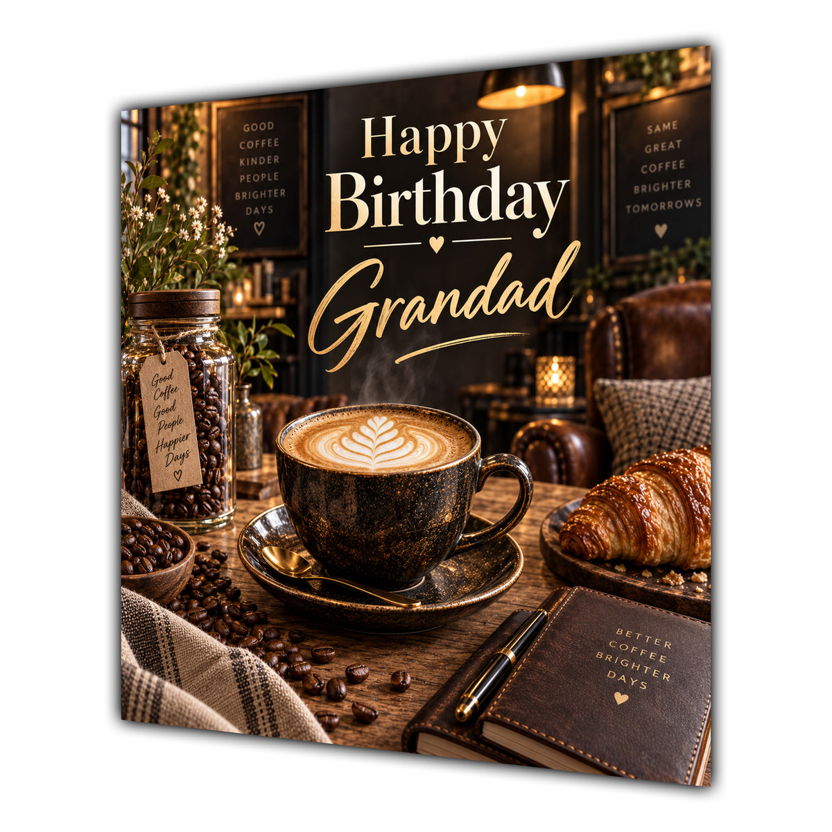 Grandad Birthday Card Coffee Cup Cafe