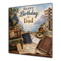 Dad Birthday Card Travel Suitcase Map Globe