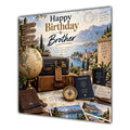 Brother Birthday Card Travel Suitcase Map Globe