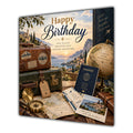 Birthday Card Travel Suitcase Map Globe