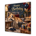 Birthday Card Relaxing Armchair Dog