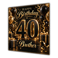 Brother 40th Birthday Card Black Gold Balloons
