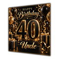 Uncle 40th Birthday Card Black Gold Balloons