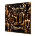 Grandad 50th Birthday Card Black Gold Balloons