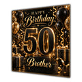 Brother 50th Birthday Card Black Gold Balloons