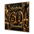 Grandad 60th Birthday Card Black Gold Balloons