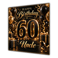 Uncle 60th Birthday Card Black Gold Balloons