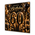 60th Birthday Card Black Gold Balloons